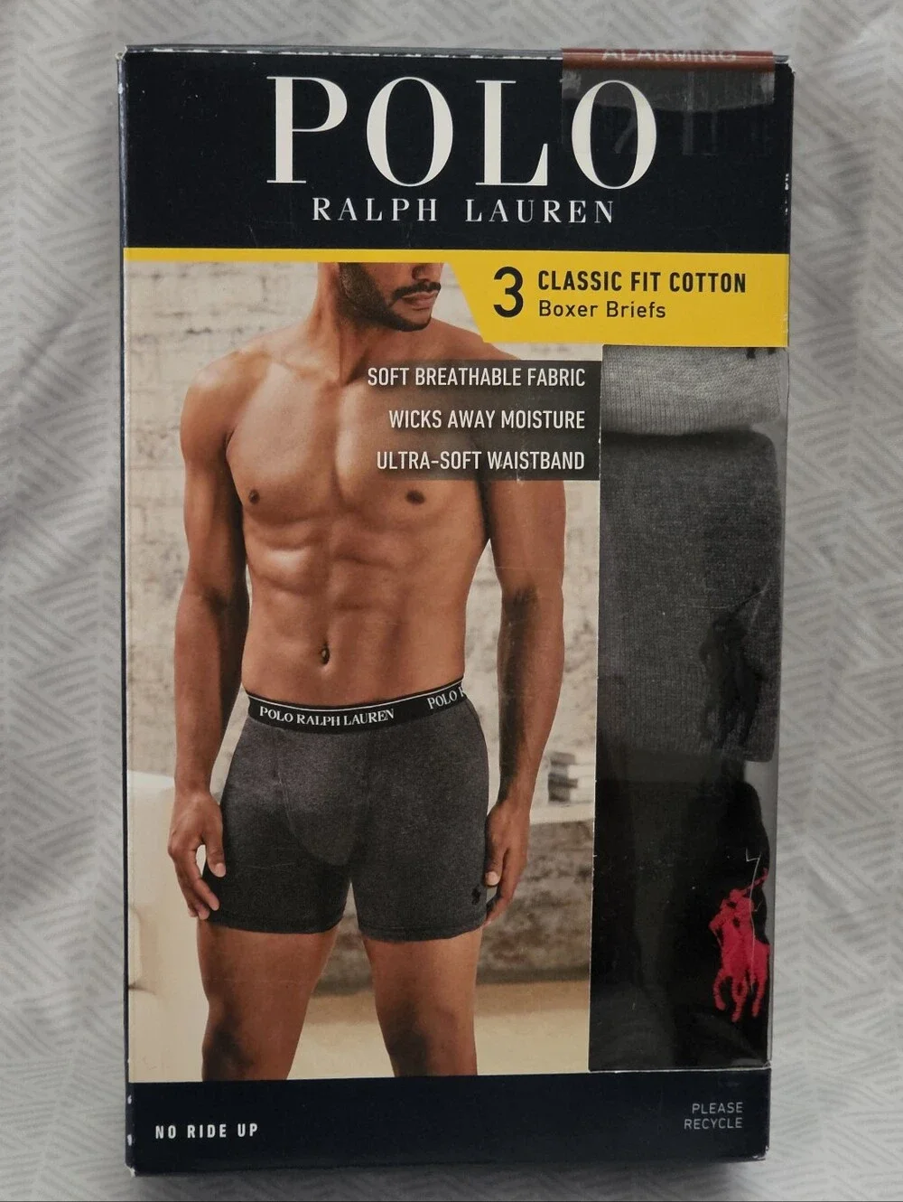 NWT Polo by Ralph Lauren Men's Gray Classic Fit Cotton Boxer Briefs - 3 Pack